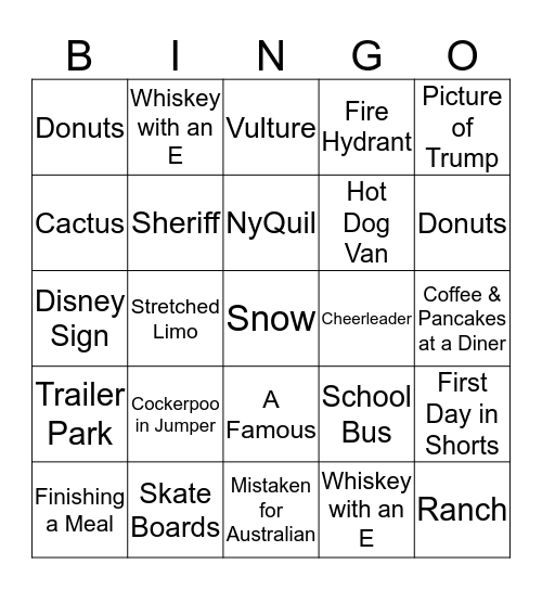 Yankee Bingo Card