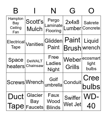 The Home Depot Bingo Card