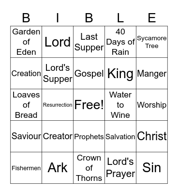 Bible Bingo Card