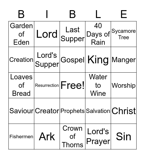 Bible Bingo Card