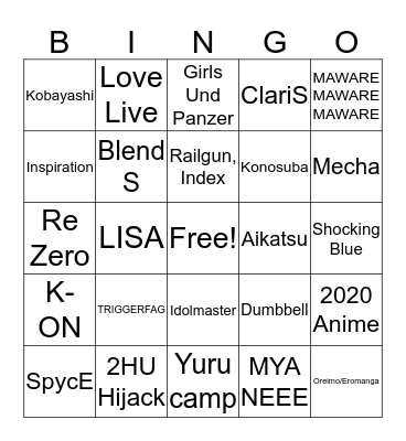 ANISON INDEX Bingo Card