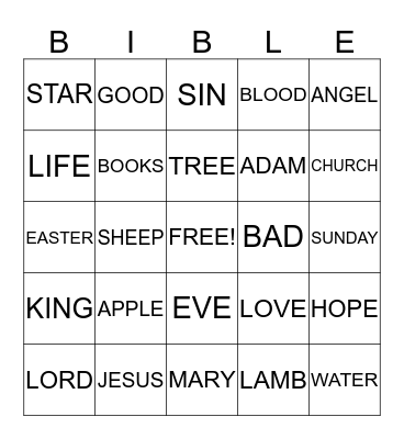 Bible Bingo  Bingo Card