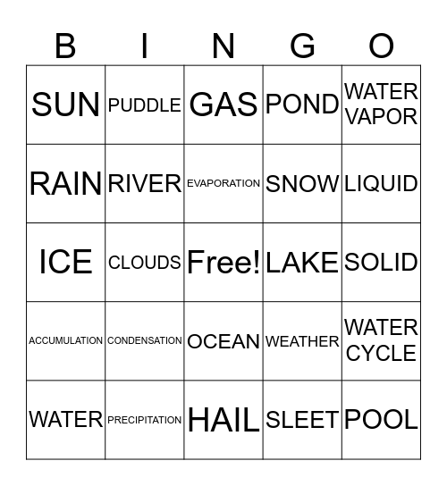 WATER BINGO! Bingo Card