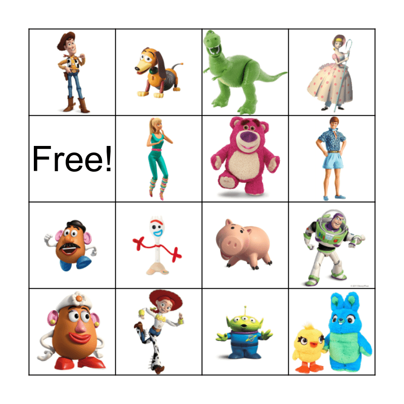 Toy story deals bingo game