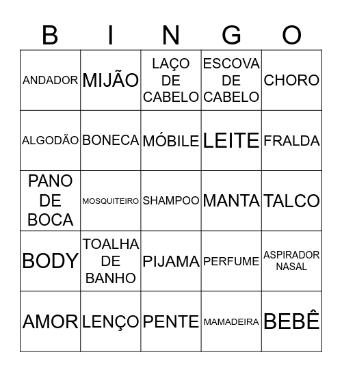 BINGO DA LIZ Bingo Card