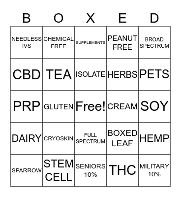 BOXED LEAF BINGO Card