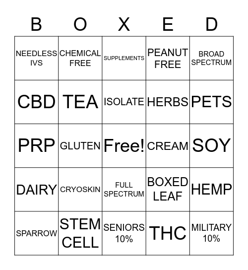 BOXED LEAF BINGO Card