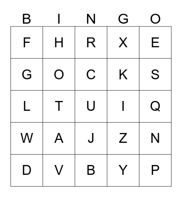 ALPHABET BINGO Card