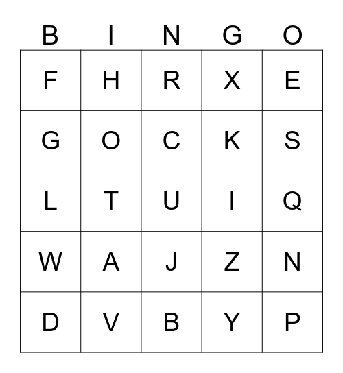 ALPHABET BINGO Card