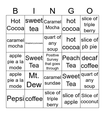 Sweet Bingo Card