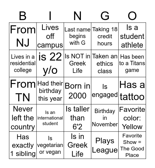 "Someone who..." Bingo Card