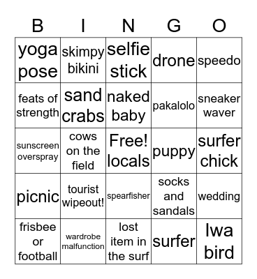 Hamoa Beach Bingo Card