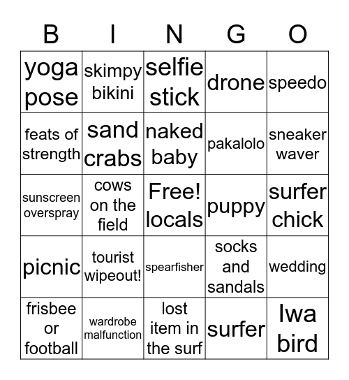 Hamoa Beach Bingo Card