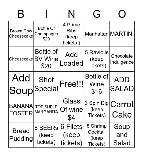 A Team Bingo Card