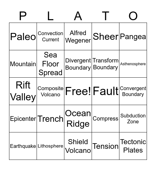 Plato! Bingo Card