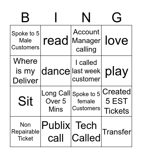 Coca Cola Bingo Card