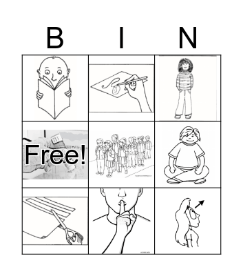 School Actions Bingo Card