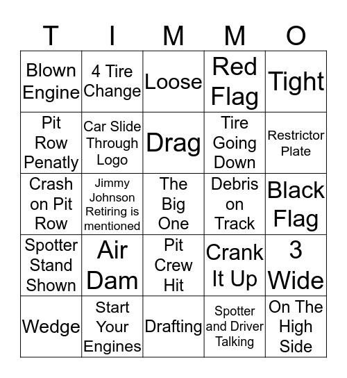 DAYTONA DAY Bingo Card
