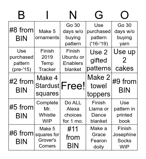 BellaSeesStars BINGO #1 Bingo Card