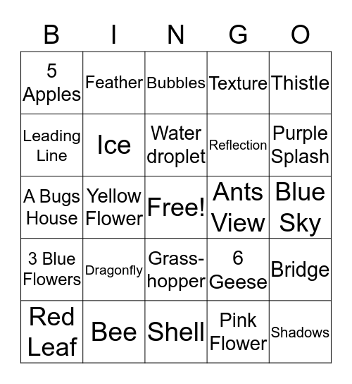 Focus on Nature Halton Gallery Bingo Card