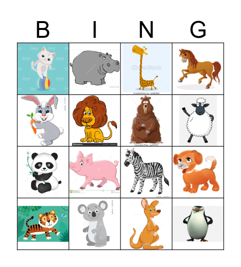 Animal Bingo Card