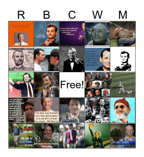 Bill Murray Bingo Card