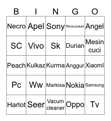 Bingo 16/02/2020 Bingo Card