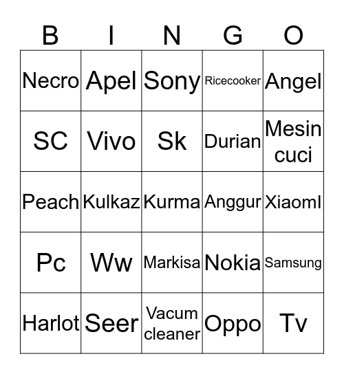 Bingo 16/02/2020 Bingo Card