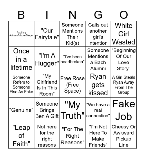 THE BACHELOR Bingo Card