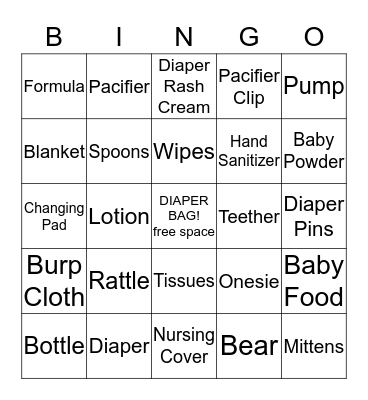 Baby Bingo Card