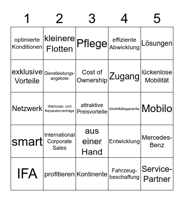 - FLEET BINGO - Bingo Card