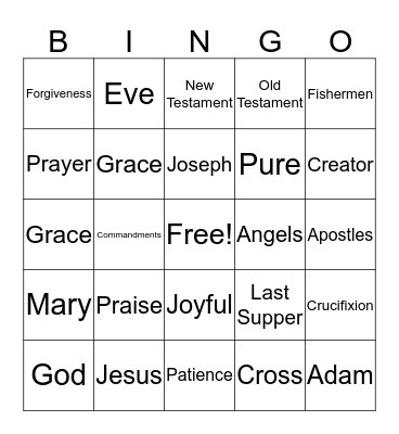 Jesus Is My Sweet Heart Bingo Card
