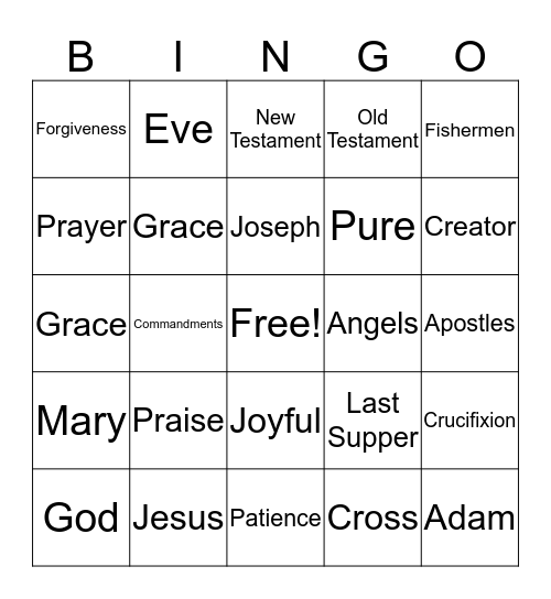 Jesus Is My Sweet Heart Bingo Card