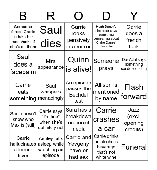 HYH Season 8 Bingo Card