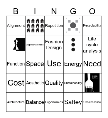 Design and Technology Bingo Card