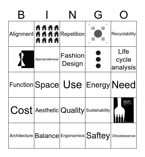 Design and Technology Bingo Card