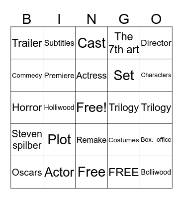 Móviles and cinemas vocabulary Bingo Card