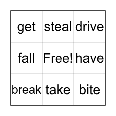 Irregular verbs Bingo Card