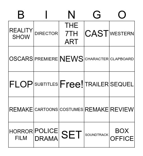 MOVIES AND TELEVISION. BY MAGDA LILIANA Bingo Card