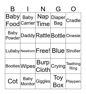 Baby Bingo Card