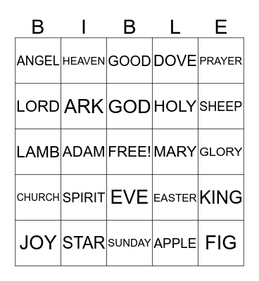 BIBLE BINGO Card