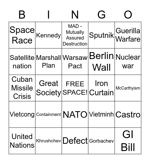 COLD WAR Bingo Card