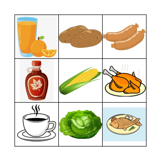 Food Bingo Card