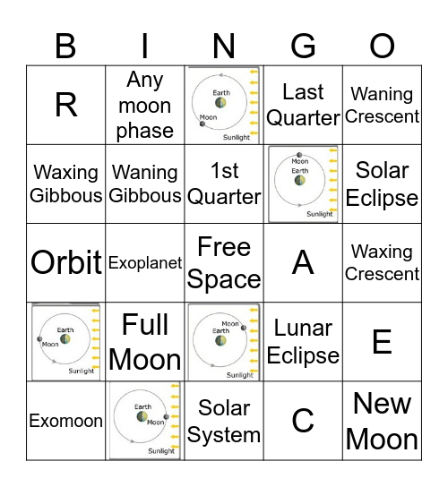 Earth, Moon and Sun BINGO Card