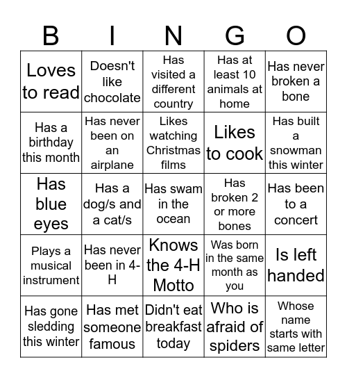 Find Someone Who Bingo Card