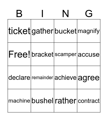 4th  Bingo Card