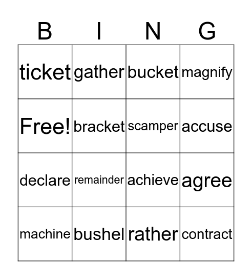 4th  Bingo Card