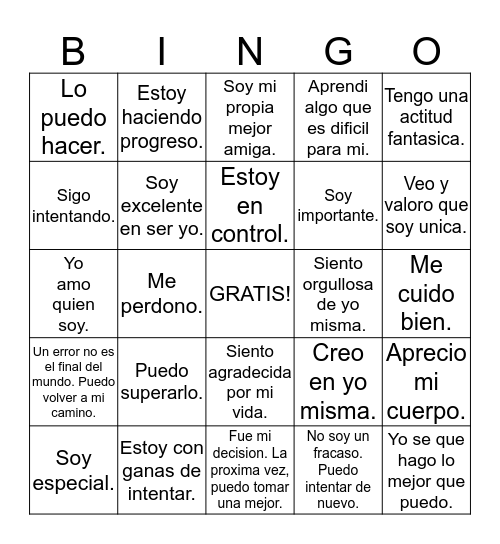 HMFF Auto-Estimacion Bingo Card