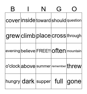 WORD Bingo Card