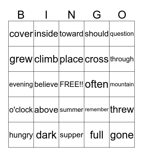 WORD Bingo Card